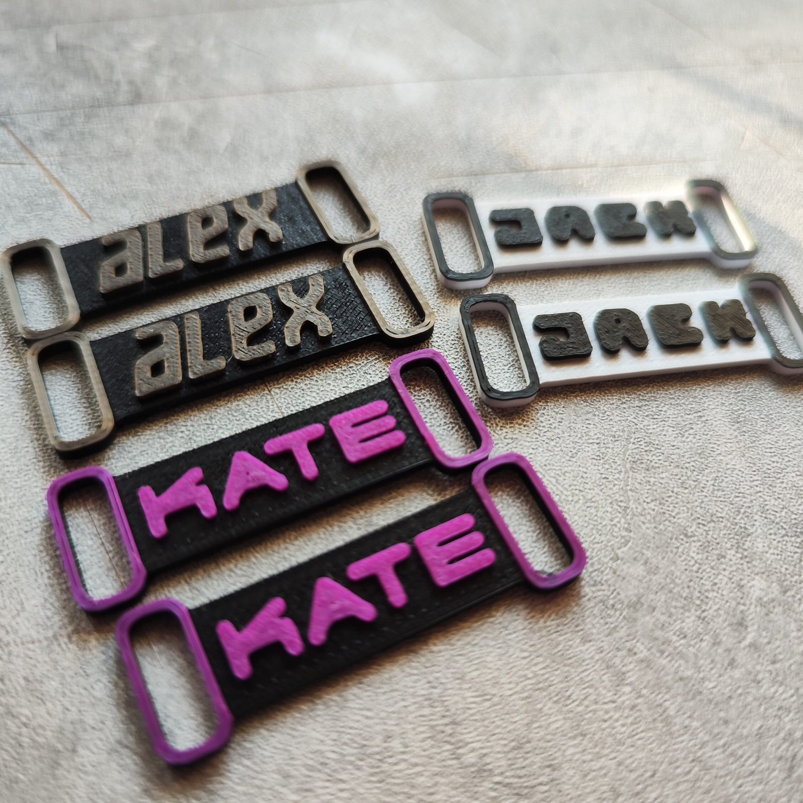 Personalized Shoe Nameplates 1 Pair | Shoelace Charms 2-Color 3D Printed | Custom Running Shoe Tags - Image 2