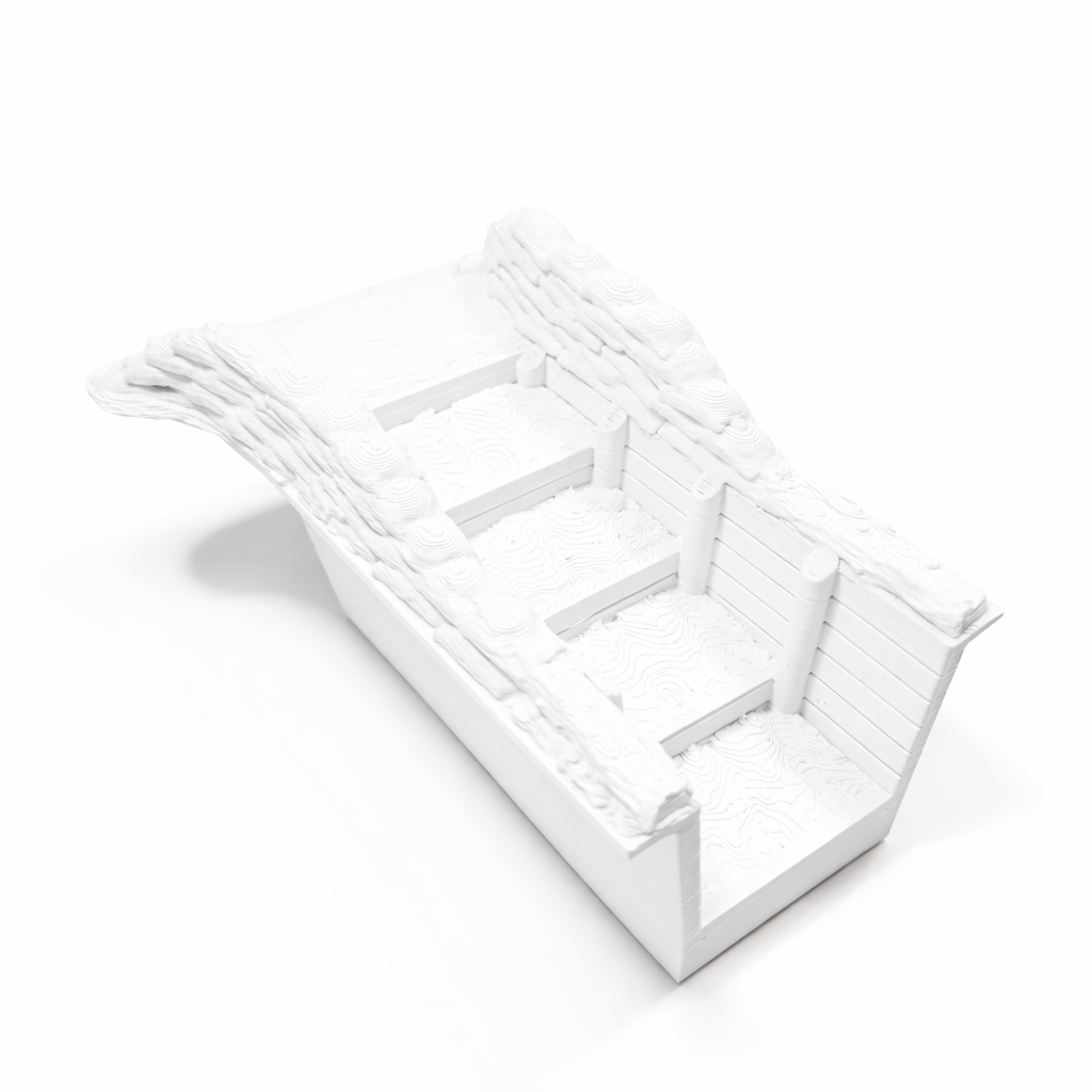 WWI Trench Entrance with Steps – Sandbag Protected Trench Access